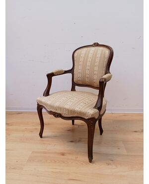 Poltroncina in faggio tinto noce - stile Luigi XV - poltrona- sedia- metà '900