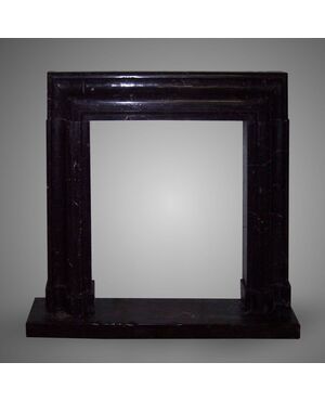 Antique fireplace in black marquinia marble from the 19th century     
