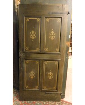 ptl512 - wooden door with 4 painted panels, 19th century, cm l 88 xh 190     