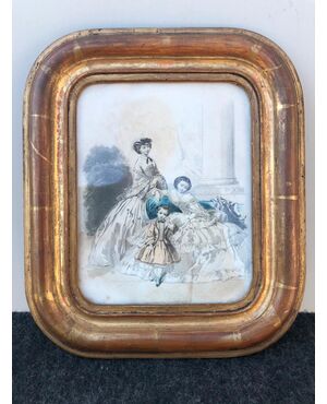 Carved wood frame and gold leaf with rounded corners. Louis Philippe period.     