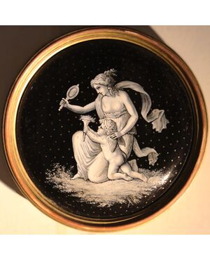 Venere e Cupido smalto su placca di rame, Francia XIX sec.