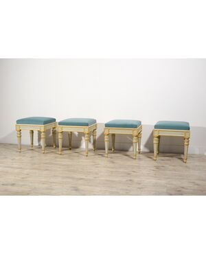 Quattro sgabelli neoclassici in legno laccato, Torino fine XVIII secolo 