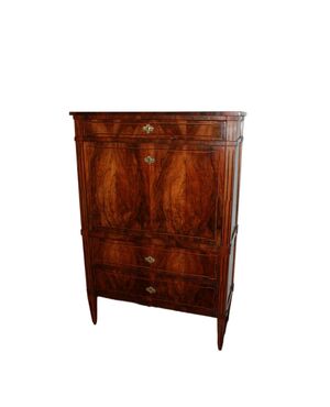 Secretaire francese di fine 1700 stile Luigi XVI in legno di noce Fiammato