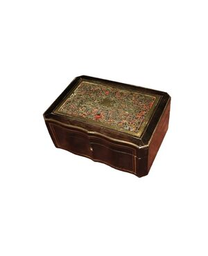 Scatola Boulle Francese in Ebano e Tartarughe con intarsio in Ottone 1800