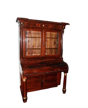 Libreria con piano scrittoio Francese Stile Impero in legno di Palissandro XIX secolo