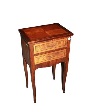 Comodino Francese di fine 1800 Stile Transizione in legno di Bois de Rose e Noce