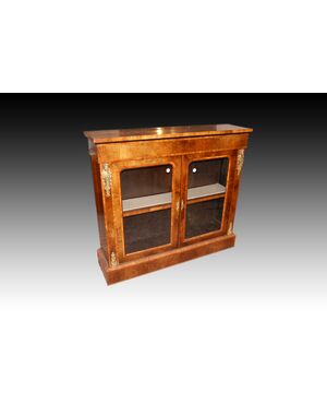 Vetrina 2 porte vittoriana del 1800 in legno di noce