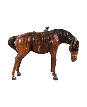 Cavallo giocattolo rivestito cuoio. Italia, XX sec.