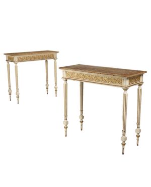 Coppia Consolle in Stile Neoclassico Italia Ultimo Quarto XIX Secolo