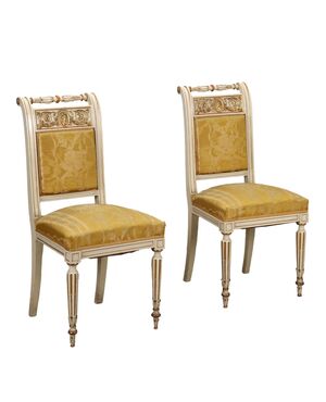 Coppia Sedie in Stile Neoclassico Italia Ultimo Quarto XIX Secolo