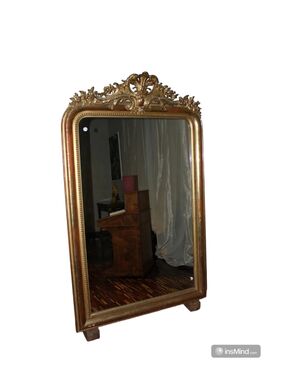 Grande Specchiera Francese Stile Luigi XVI in Legno dorato Foglia Oro