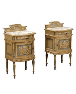 Coppia di Comodini in Stile Neoclassico Italia Metà XX Secolo