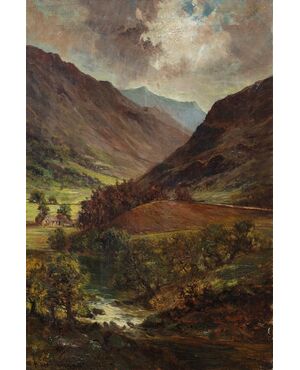 Pittore europeo (datato 1925) - Paesaggio montano.