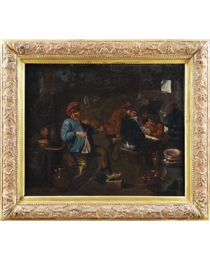 Olio su tela. Scuola fiamminga epoca pieno 600