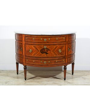 Commode a demi lune neoclassico, Piemonte, fine XVIII secolo