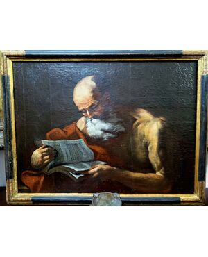 San Girolamo con libro olio su tela Post caravaggesco del Sec. XVII