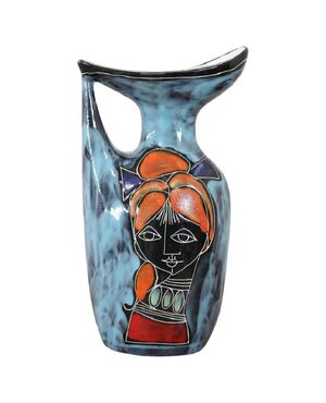 Vaso in ceramica decorata a smalto anni '60 PREZZO TRATTABILE