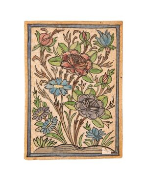 Antica piastrella persiana con fiori - n. 2127/1 -