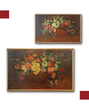 COPPIA DI DIPINTI CON FIORI PRIMI XIX SECOLO