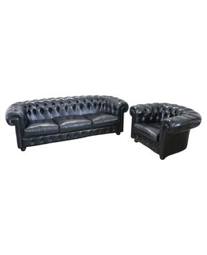 Salotto in pelle stile Chesterfield PREZZO TRATTABILE