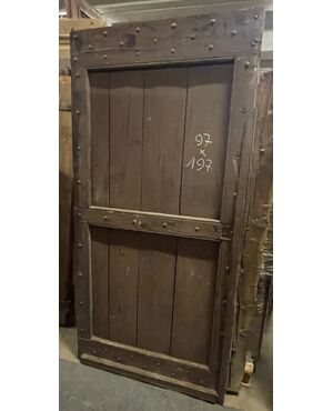 PTIR475 - Porta antica rustica in pioppo, epoca '800, misure cm L 97 x H 197