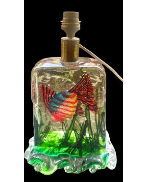 Lampada acquario in vetro pesante sommerso.Alfredo Barbini,Cenedese.Murano.