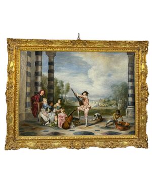 Anonimo del XX secolo,  "Festa galante", (copia da Jean-Antoine Watteau)