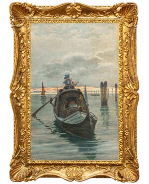 Nazzareno Cipriani (Roma, 1843 – 1925), In gondola