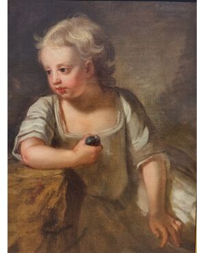Ritratto di giovane bambina con frutto – Scuola veneta, metà XVIII secolo