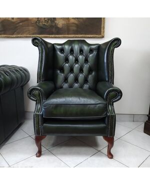 Poltrona chesterfield Queen Anne nuova inglese originale verde 