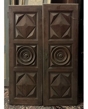 PAN031 - Coppia di ante in rovere, epoca primi '800, misure cm L 110 x H 157