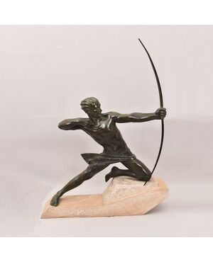 ANTICHE SCULTURE IN ANTIMONIO, MAX LE VERRIER, ARCIERE, ART DECO, SCULTORE FRANCESE. (STAN90)
