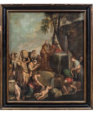 Giulio Carpioni (Venezia 1613 - Vicenza 1678) bottega di - Mosè fa scaturire l’acqua dalle rocce.