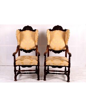 Coppia di poltrone in rovere inglesi del 1800