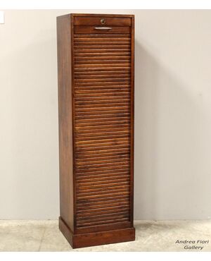 Antico classificatore archivio schedario serranda in rovere