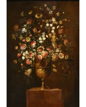 Composizione di fiori entro vaso sbalzato (2 di 3), Andrea Scacciati (Firenze 1642–1710)