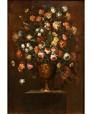 Composizione di fiori entro vaso sbalzato (1 di 3), Andrea Scacciati (Firenze 1642–1710)