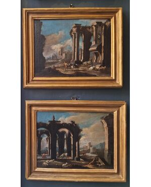 Coppia di capricci architettonici