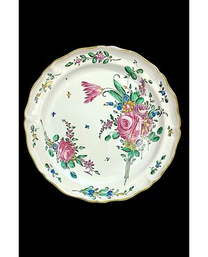 Grande piatto in maiolica alla’rosa’.Casali e Callegari.Pesaro.