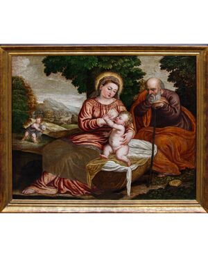 Polidoro de Renzi detto Polidoro da Lanciano (Lanciano, 1515 - Venezia, 1565) (attr.), Sacra Famiglia con San Giovannino