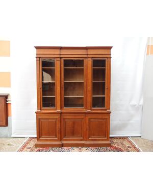 LIBRERIA A TRE PORTE IN ROVERE EPOCA 800 RESTAURATA  cm L192xP51xH252