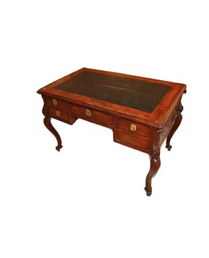 Scrivania Francese Stile Luigi XV in Legno di Mogano