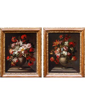 Nicola van Houbraken (Messina, 1668 – Pisa, 1733)(attr.), Vasi di fiori 