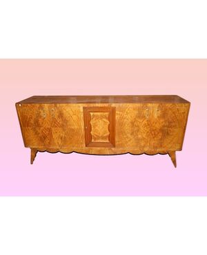 Credenza italiana stile Decò in betulla della prima metà del 1900