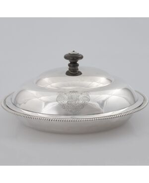 Legumiera in argento sterling Giorgio III, coperchio e manico, Paul Storr, Londra, 1799