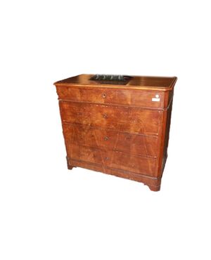 Cassettone Luigi Filippo in noce del 1800 a 4 cassetti