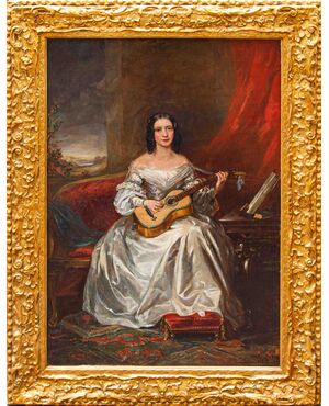 Thomas Alfred Woolnoth (Regno Unito, 1785-1857), Fanciulla che suona la chitarra