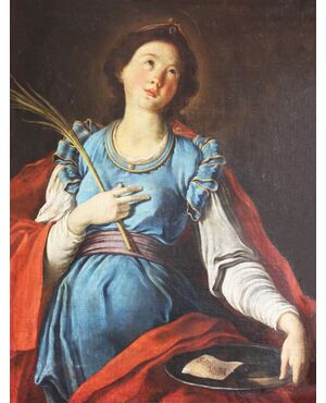 Scuola Italiana; Santa Barbara, XVIII secolo, olio su tela