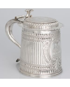 Tankard in argento sterling Carlo II, John Ruslen, Londra, 1680