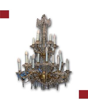 LAMPADARIO IN BRONZO CON CRISTALLI META’ XIX SECOLO